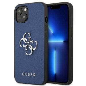 Guess Saffiano 4G Big Silver Logo - Etui iPhone 13 mini (niebieski)