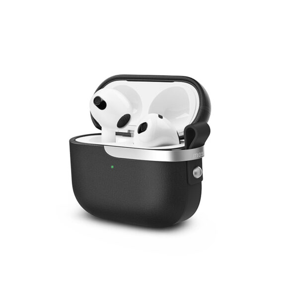 Moshi Pebbo Luxe – Etui AirPods 3 z odpinanym paskiem na rękę (Charcoal Black)