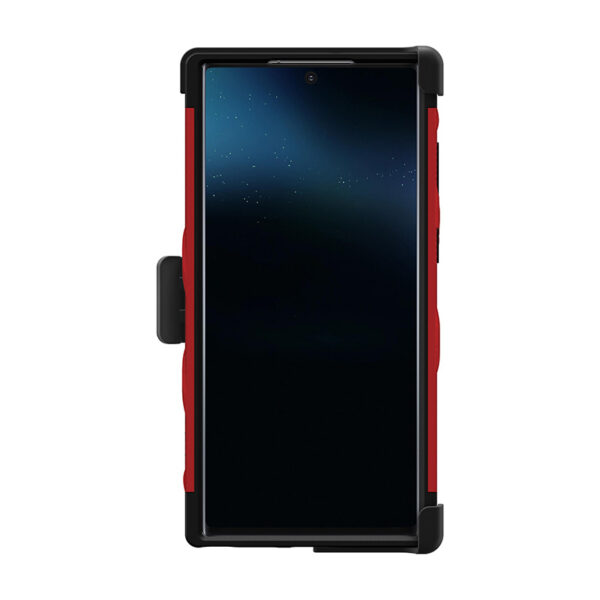 ZIZO BOLT Series - Pancerne etui Samsung Galaxy S22 Ultra ze szkłem 9H na ekran + uchwyt z podstawką (czerwony)