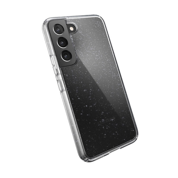 Speck Presidio Perfect-Clear with Glitter - Etui Samsung Galaxy S22 z powłoką antybakteryjną MICROBAN (Clear/Platinum Glitter)