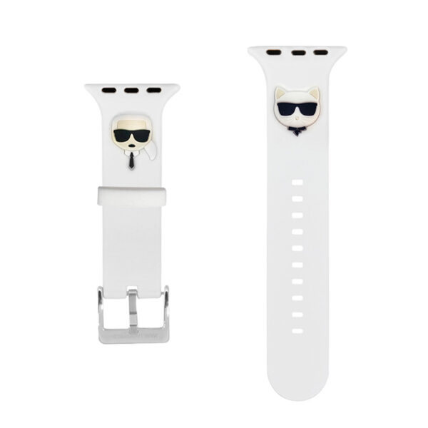 Karl Lagerfeld Silicone Karl & Choupette Heads – Pasek do Apple Watch 42/44/45 mm (biały)