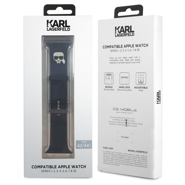 Karl Lagerfeld Silicone Karl Head – Pasek do Apple Watch 42/44/45 mm (czarny)