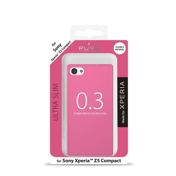 PURO Ultra Slim "0.3" Cover MFX - Zestaw etui + folia na ekran Sony Xperia Z5 Compact (różowy)