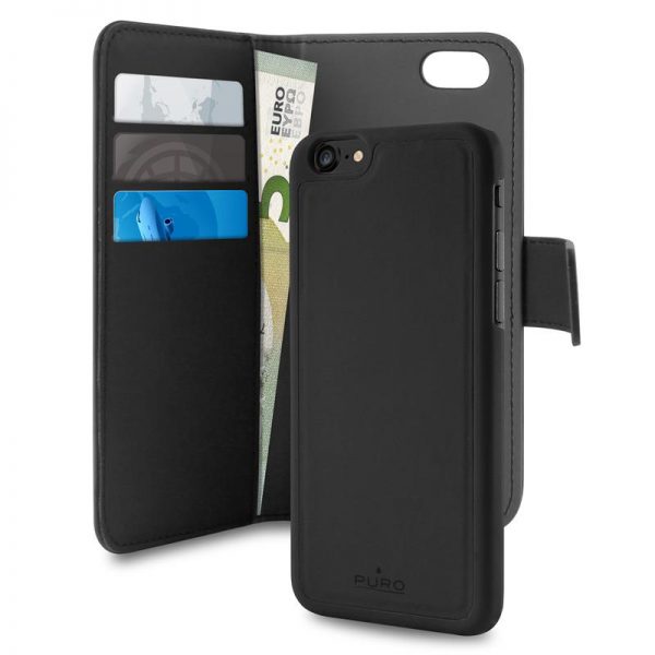 PURO Wallet Detachable - Etui 2w1 iPhone SE 2020 / 8 / 7 / 6s (czarny)