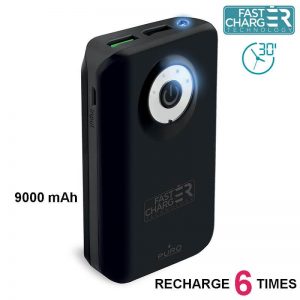 PURO Universal External Fast Charger Battery - Uniwersalny Power Bank z latarką 9000 mAh