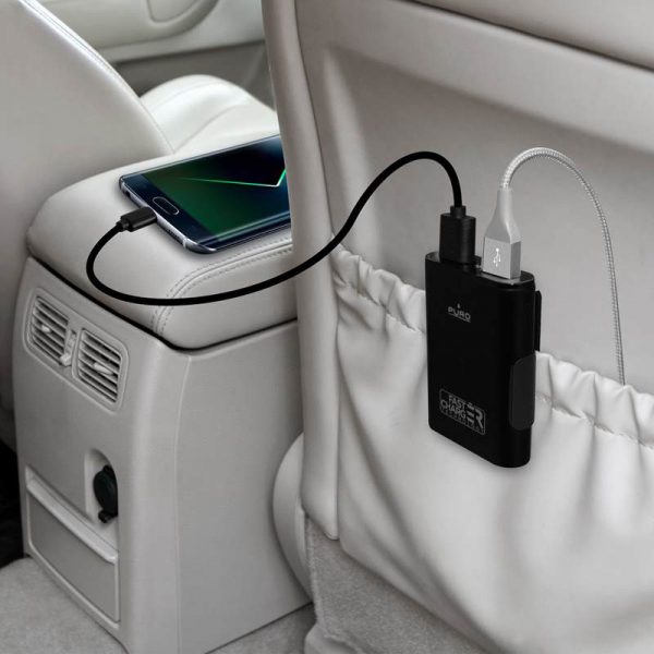 PURO Fast Charger for Car - Ładowarka samochodowa 2 x USB + HUB 2 x USB