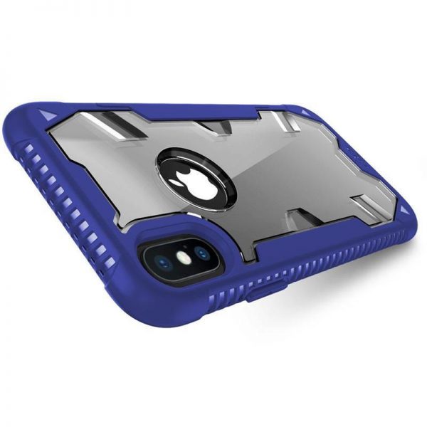 Zizo Proton Case - Pancerne etui iPhone X ze szkłem 9H na ekran (Blue/Trans Clear)