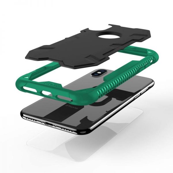 Zizo Proton Case - Pancerne etui iPhone X ze szkłem 9H na ekran (Emerald Green/Solid Black)