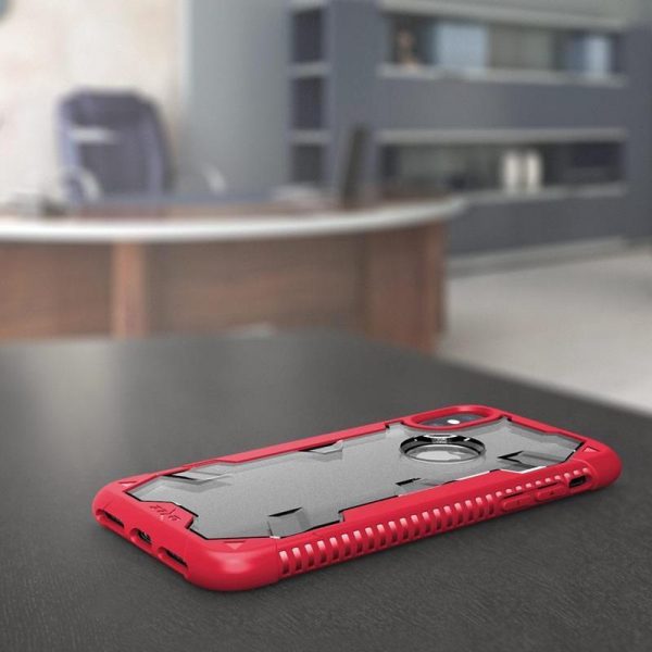 Zizo Proton Case - Pancerne etui iPhone X ze szkłem 9H na ekran (Crimson Red/Trans Clear)