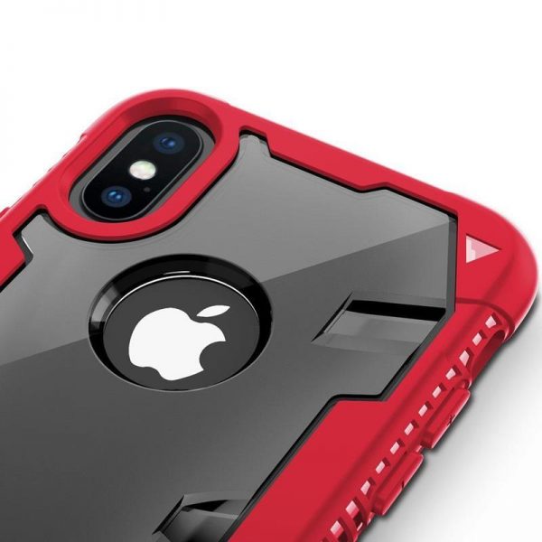Zizo Proton Case - Pancerne etui iPhone X ze szkłem 9H na ekran (Crimson Red/Trans Clear)