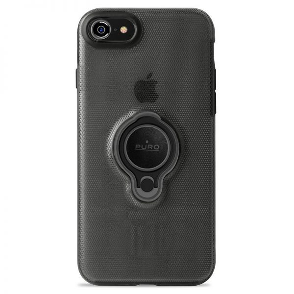 PURO Magnet Ring Cover - Etui iPhone SE 2020 / 8 / 7 z magnetycznym uchwytem na palec (czarny)