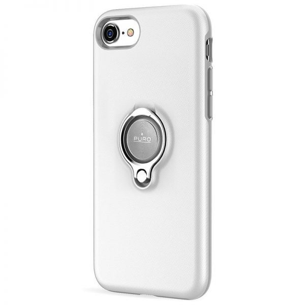 PURO Magnet Ring Cover - Etui iPhone SE 2020 / 8 / 7 z magnetycznym uchwytem na palec (biały)