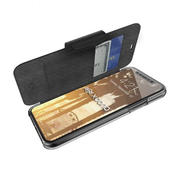 X-Doria Engage Folio - Etui iPhone X z kieszeniami na karty (Black)