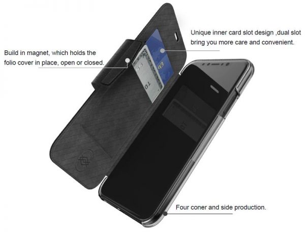 X-Doria Engage Folio - Etui iPhone X z kieszeniami na karty (Black)
