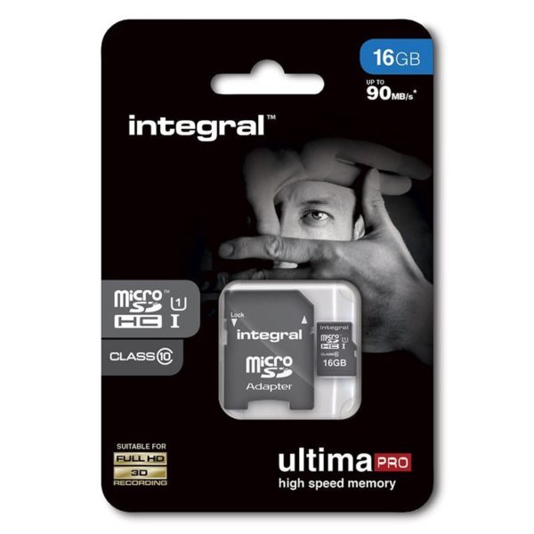 Integral UltimaPro - Karta pamięci 16GB microSDHC/XC 90MB/s Class 10 UHS-I U1 + Adapter