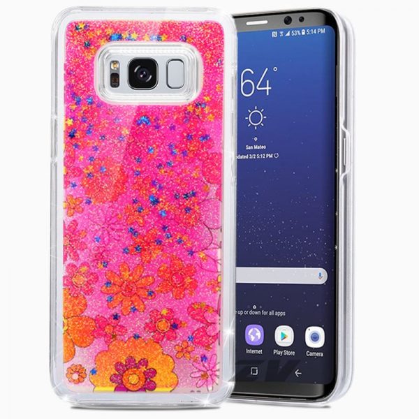 Zizo Liquid Glitter Star Case - Etui Samsung Galaxy S8 (Multiflowers)