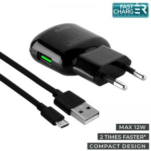 PURO Mini Travel Fast Charger - Ładowarka sieciowa USB + kabel micro USB 1 m