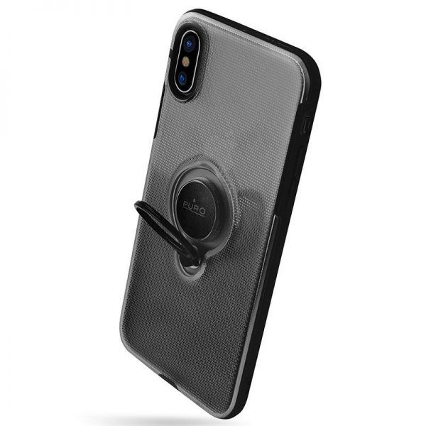 PURO Magnet Ring Cover - Etui iPhone Xs / X z magnetycznym uchwytem na palec (czarny)