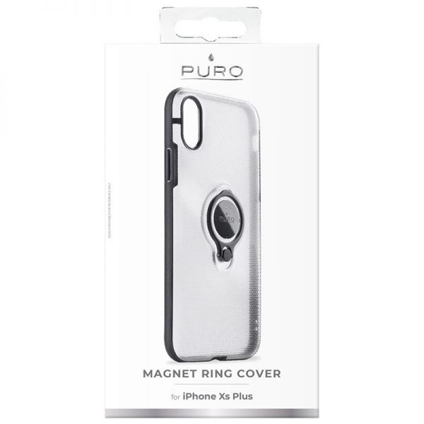 PURO Magnet Ring Cover - Etui iPhone Xs Max z magnetycznym uchwytem na palec (przezroczysty)