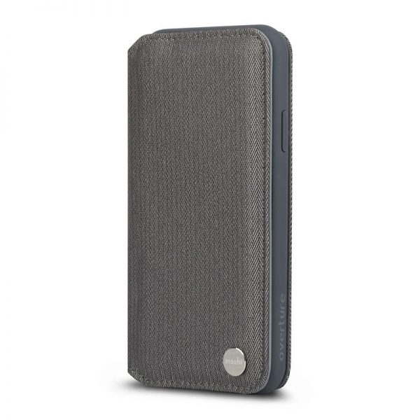Moshi Overture - Etui iPhone XR z kieszenią na karty + stand up (Herringbone Gray)