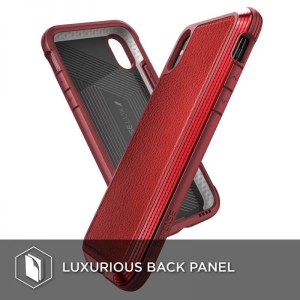 X-Doria Defense Lux - Etui aluminiowe iPhone Xs / X (Drop test 3m) (Red Leather)