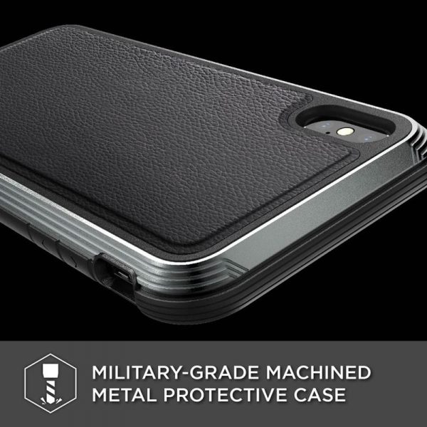 X-Doria Defense Lux - Etui aluminiowe iPhone Xs Max (Drop test 3m) (Black Leather)