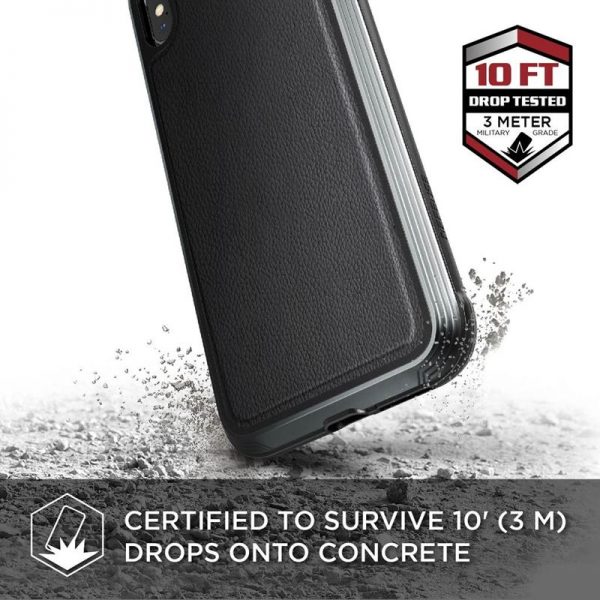 X-Doria Defense Lux - Etui aluminiowe iPhone Xs Max (Drop test 3m) (Black Leather)