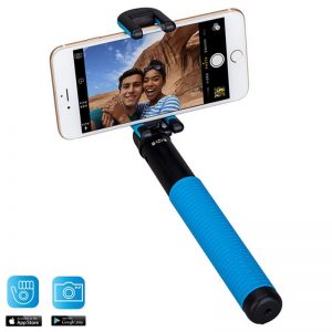 Momax Selfie Hero - Uniwersalny kij do selfie + pilot Bluetooth (100 cm) (Black/Blue)