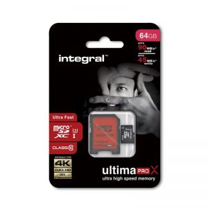 Integral UltimaPro X - Karta pamięci 64 GB microSDHC/XC 90/45 MB/s Class 10 UHS-I U3 + Adapter