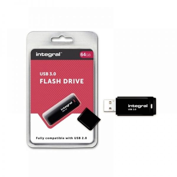 Integral Black USB 3.0 Flash Drive - Pendrive USB 3.0 64 GB