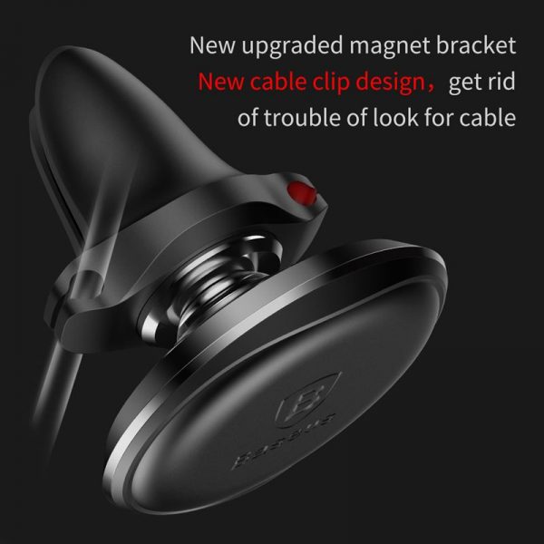 Baseus Magnetic Air Vent - Magnetyczny uchwyt samochodowy na kratkę wentylacyjną z klipsem na 2 kable (czerwony/czarny)
