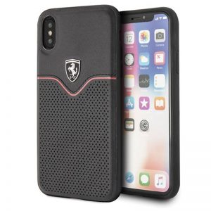 Ferrari Victory - Skórzane etui iPhone Xs / X (czarny)