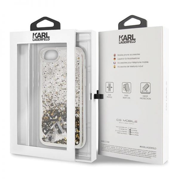 Karl Lagerfeld Glitter Liquid Floatting Charms  - Etui iPhone SE 2020 / 8 / 7 (Floatting Charms)