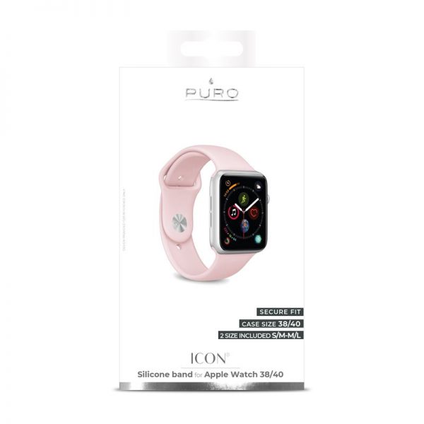 PURO ICON - Elastyczny pasek sportowy do Apple Watch 38 / 40 mm (S/M & M/L) (piaskowy róż)