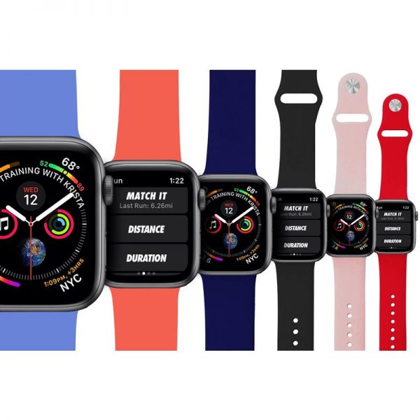 PURO ICON - Elastyczny pasek sportowy do Apple Watch 42 / 44 mm (S/M & M/L) (niebieski)