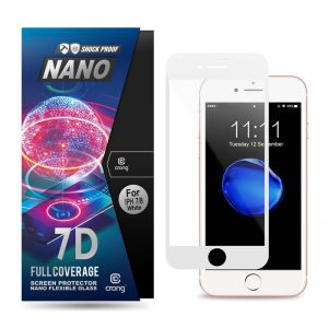 Crong 7D Nano Flexible Glass - Szkło hybrydowe 9H na cały ekran iPhone SE 2020 / 8 / 7 / 6s / 6 (White)