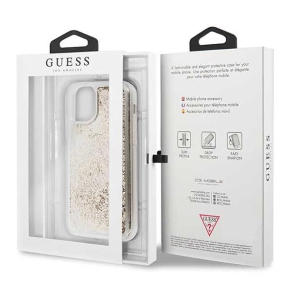 Guess Liquid Glitter Hearts - Etui iPhone 11 Pro (złoty)