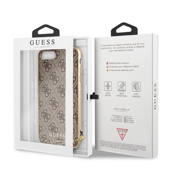 Guess 4G Charms Collection - Etui iPhone 8 Plus / 7 Plus z zawieszką (brązowy)
