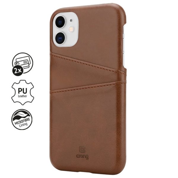 Crong Neat Cover - Etui iPhone 11 z kieszeniami (brązowy)