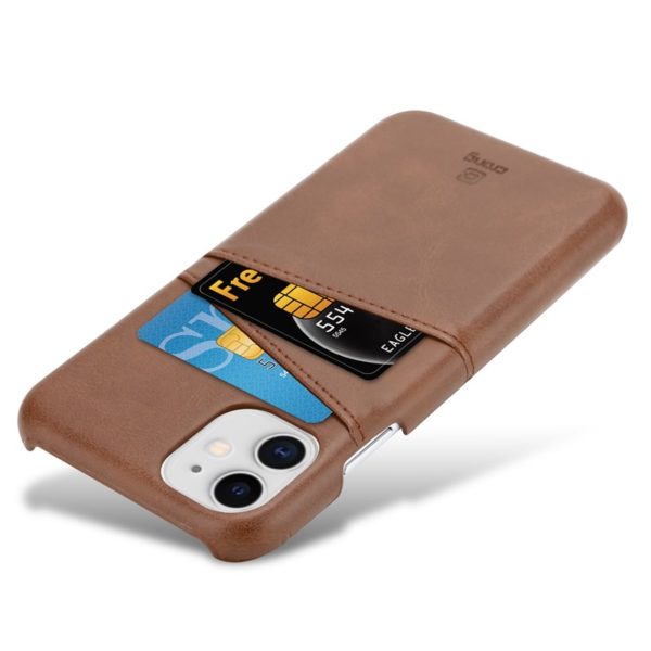 Crong Neat Cover - Etui iPhone 11 z kieszeniami (brązowy)