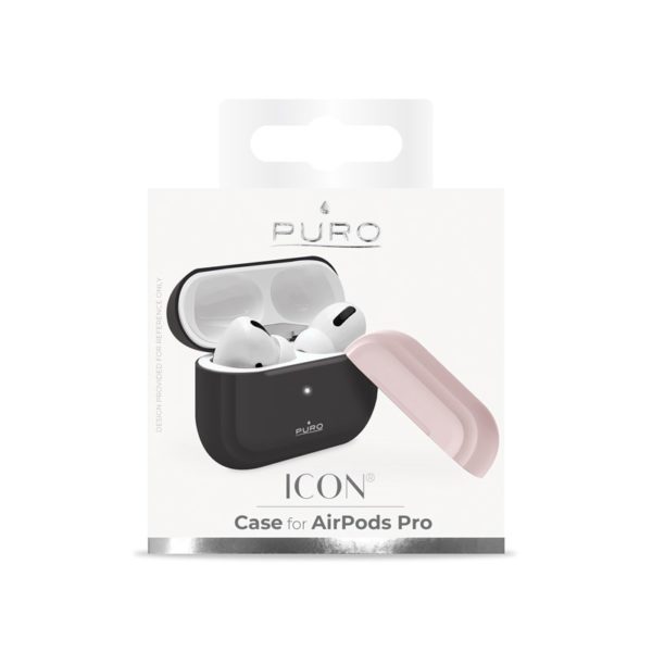 PURO ICON Case - Etui Airpods Pro z dodatkową osłonką (Dark Grey + Dark Grey Cap and Pink Cap)