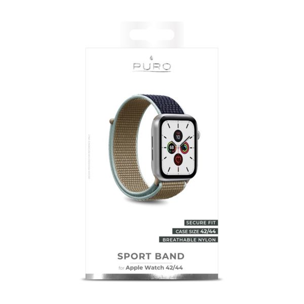 PURO Nylon - Pasek do Apple Watch 42 / 44 mm (Khaki/Granatowy)