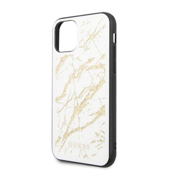Guess Marble Glass Gold Glitter - Etui iPhone 11 (biały)