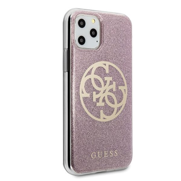 Guess Circle Glitter 4G - Etui iPhone 11 Pro Max (różowy)