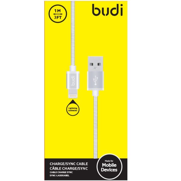 Budi - Kabel USB-A - Lightning w metalowej obudowie i oplocie
