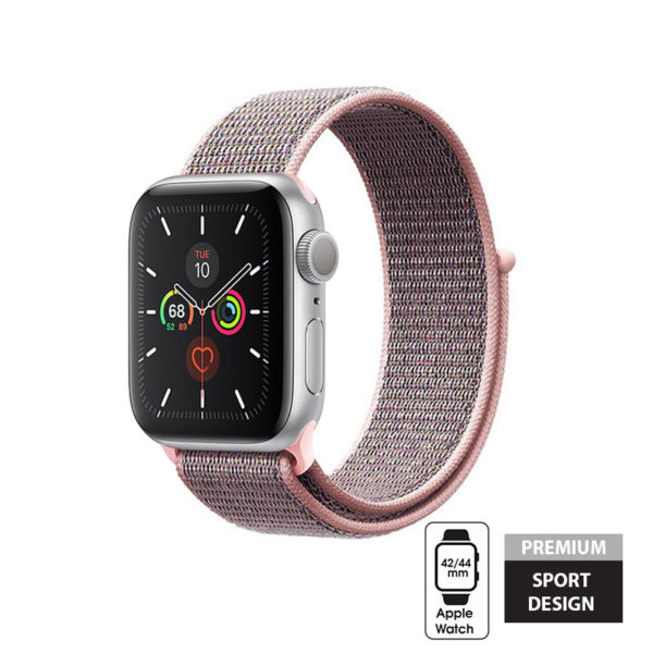 Crong Nylon - Pasek sportowy do Apple Watch 42/44 mm (Light Pink)