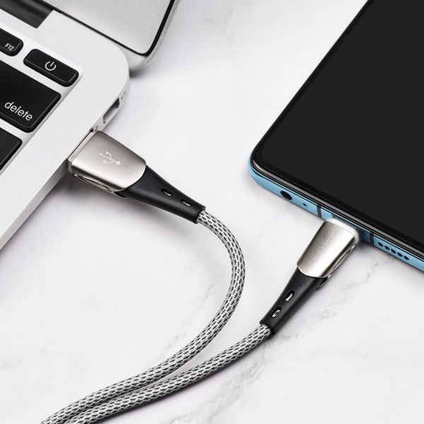 Borofone - Kabel USB-A do USB-C w oplocie z podświetlanym wtykiem