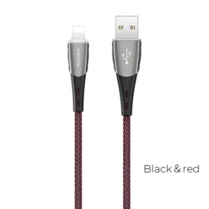 Borofone - Kabel USB-A do Lightning w oplocie z podświetlanym wtykiem