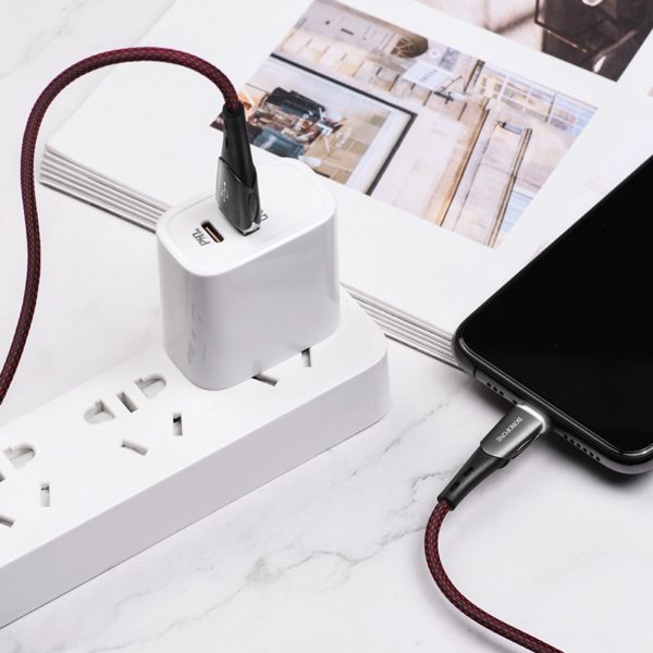 Borofone - Kabel USB-A do Lightning w oplocie z podświetlanym wtykiem