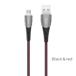 Borofone - Kabel USB-A do microUSB w oplocie z podświetlanym wtykiem